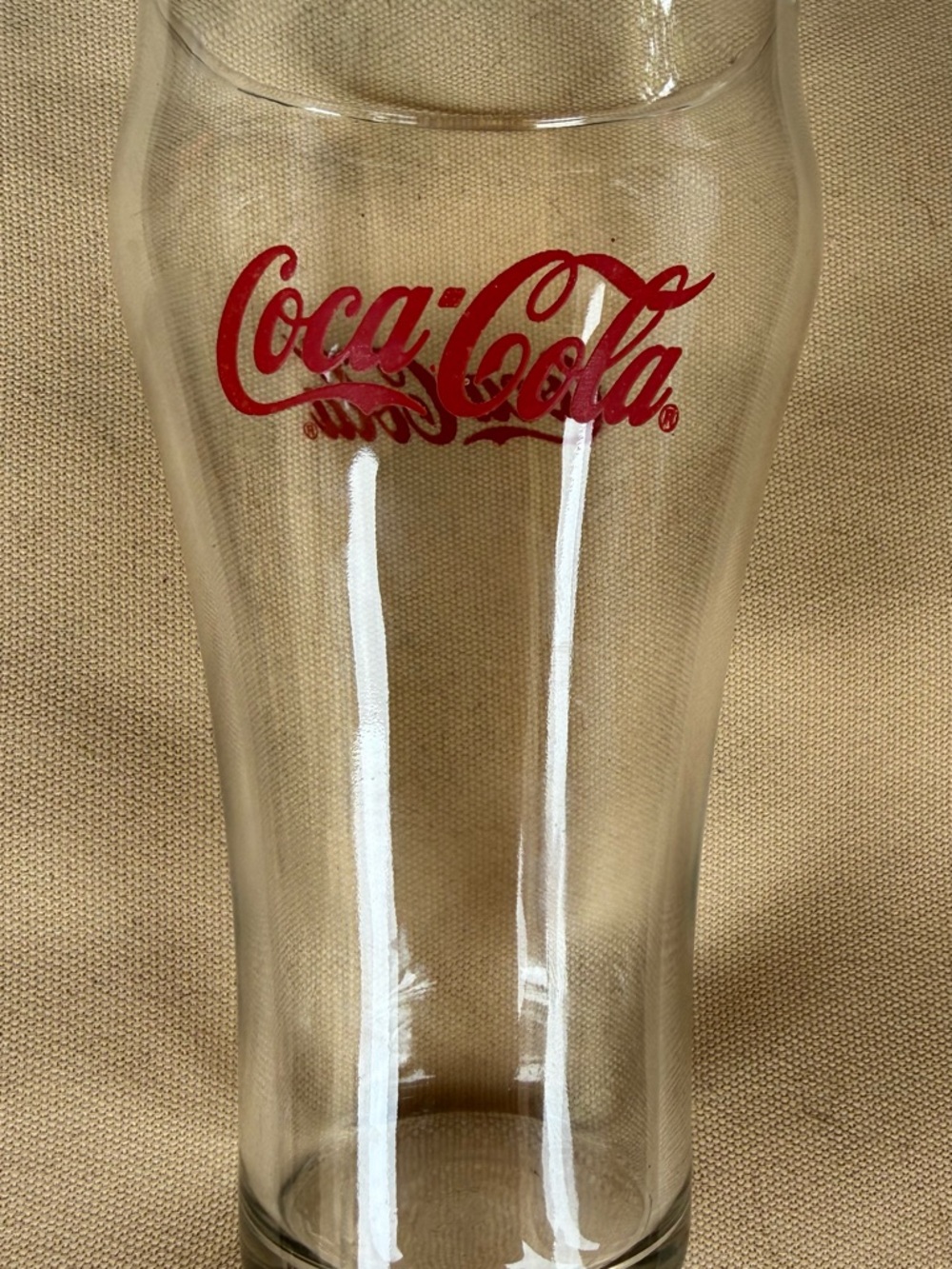 Coca-Cola Clear Glass with Red Script Logo 16 ounce great condition